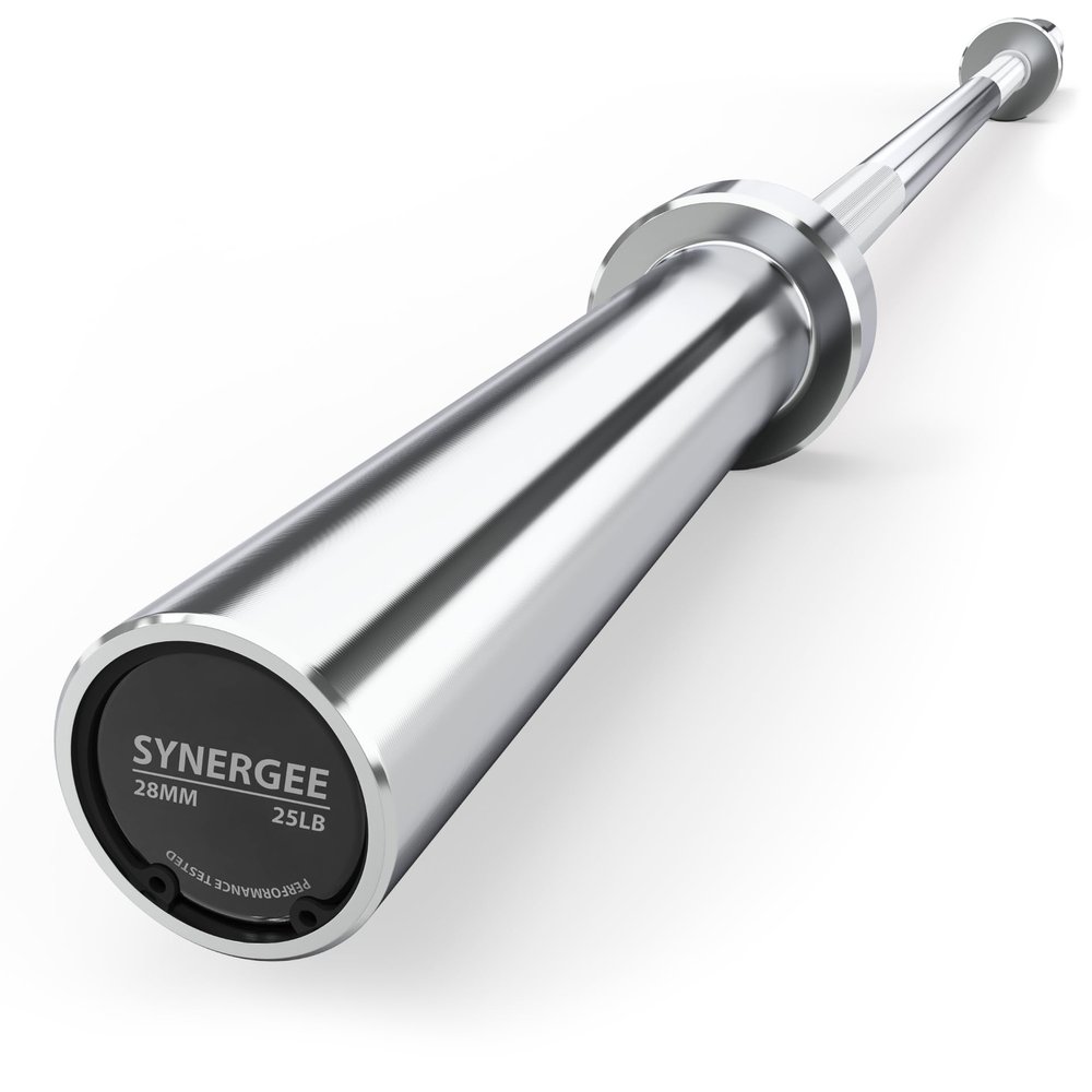 Synergee 4.8-Foot Barbell with 2 Sleeves. Rated 500lbs for Weightlifting. Available in Chrome.