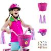 Boao Kid's Bicycle Basket Streamers Set, Unicorn Children's Bike Handlebar Wicker Basket Bike Streamers Bell and Stickers,Bike Basket Front Decoration for Girls (Rose RED) view 2