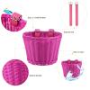 Boao Kid's Bicycle Basket Streamers Set, Unicorn Children's Bike Handlebar Wicker Basket Bike Streamers Bell and Stickers,Bike Basket Front Decoration for Girls (Rose RED) view 4