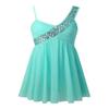 Agoky Big Girls Sequin Camisole Open Back Chiffon Tulle Leotard Dance Dress Lyrical Ballet Dance Ice Skating Costume Mint_Green 6