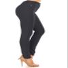 FashionJOA Casual Stretch Button Zip Closure Mid Rise Comfort Skinny Ponte Pants Charcoal S view 2