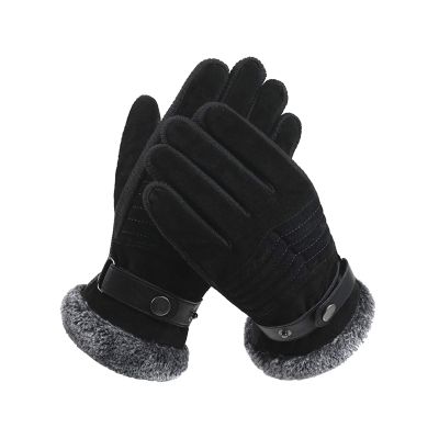 FUFU Gloves Winter Full Finger Gloves, Warm Gloves, Touch Screen Gloves, Lining to Keep Warm, for Outdoor Sports (Color : Black)