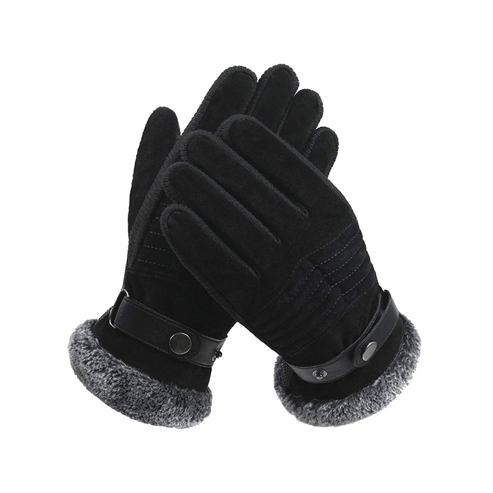 FUFU Gloves Winter Full Finger Gloves, Warm Gloves, Touch Screen Gloves, Lining to Keep Warm, for Outdoor Sports (Color : Black)