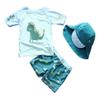 Baby Toddler Boys Two Pieces Swimsuit Set Swimwear Dinosaur Bathing Suit Rash Guards with Hat UPF 50+ (Navy, 0-3 Months) view 1
