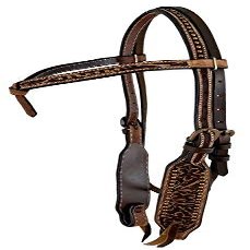 Showman Argentina Cow Leather Futurity Knot Headstall w/Floral Tooling & Copper Dots