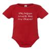 Campus Originals Ohio State Buckeyes Baby Infant Shower Birthday Gift Michigan Smells Like My Diaper Funny Rival Team Creeper Bodysuit (6 Months) view 1