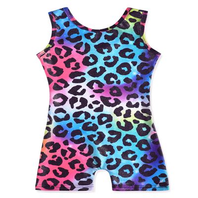 HOZIY Girls, Little Kid Gymnastics Leotards With Shorts 4t 5t Rainbow Leopard Print Dance Outfits