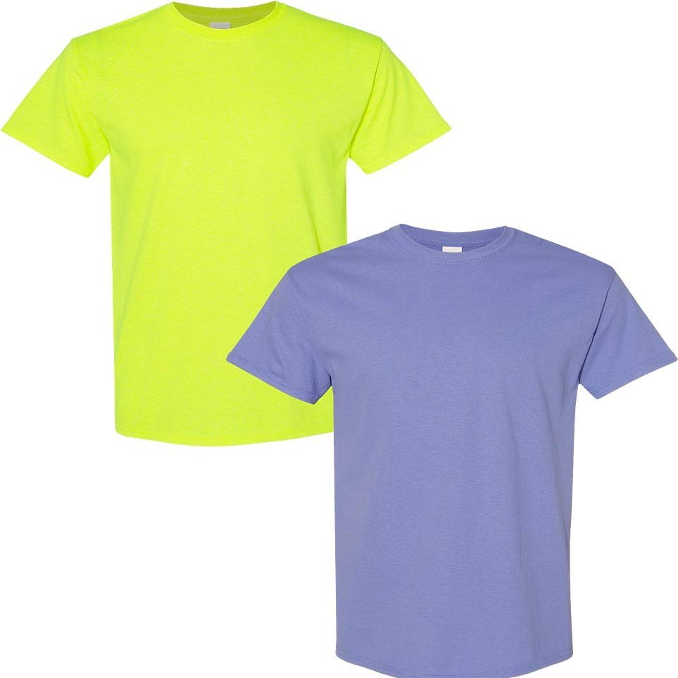 Gildan Men's Heavy Cotton Short Sleeve T Shirt, 2-Pack 2XL-SafetyGreen-Violet