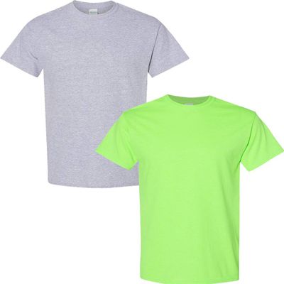 Gildan Men's Heavy Cotton Short Sleeve T Shirt, 2-Pack 2XL-Sportgrey-Neon