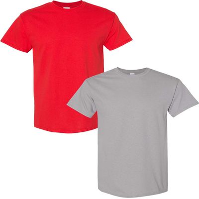 Gildan Men's Heavy Cotton Short Sleeve T Shirt, 2-Pack LRG-Red-Gravel