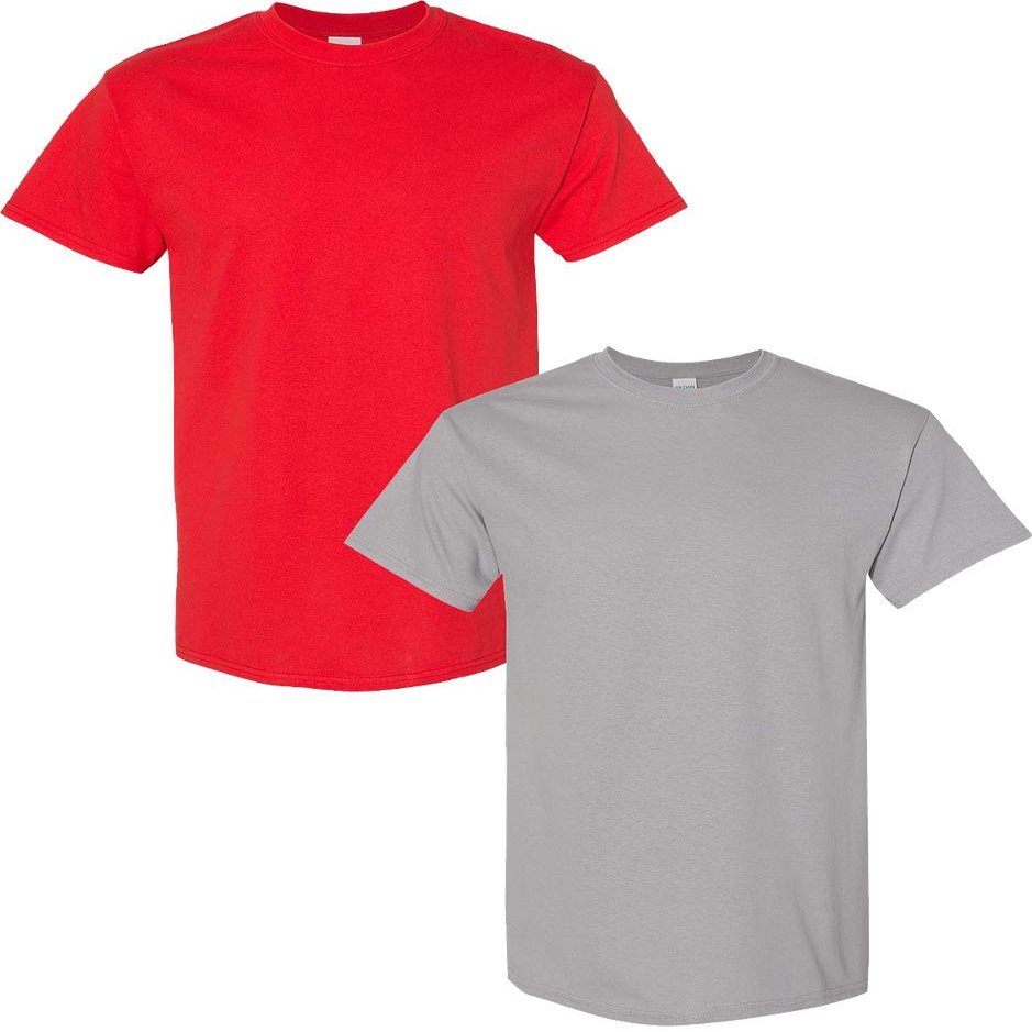 Gildan Men's Heavy Cotton Short Sleeve T Shirt, 2-Pack LRG-Red-Gravel