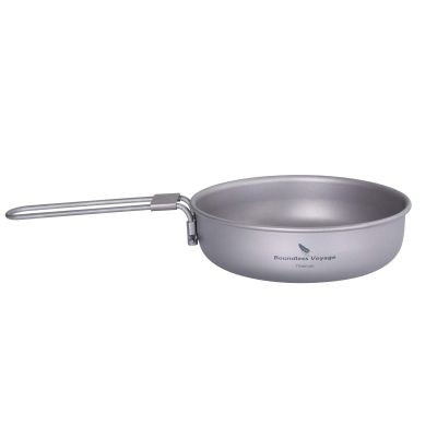 Boundless Voyage Titanium Frying Pan with Folding Handle Ultra-light for Camping Picnic Skillet Griddle Tableware Cookware A-Ti2061C