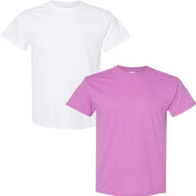 Gildan Men's G500 T-Shirt, 2-Pack SML-White-HeatherOrchid