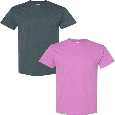 Gildan Men's Heavy Cotton Short Sleeve T Shirt, 2-Pack MED-DarkHeather-HeatherOrchid