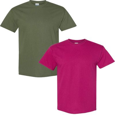 Gildan Men's Heavy Cotton Short Sleeve T Shirt, 2-Pack XL-Military-Berry