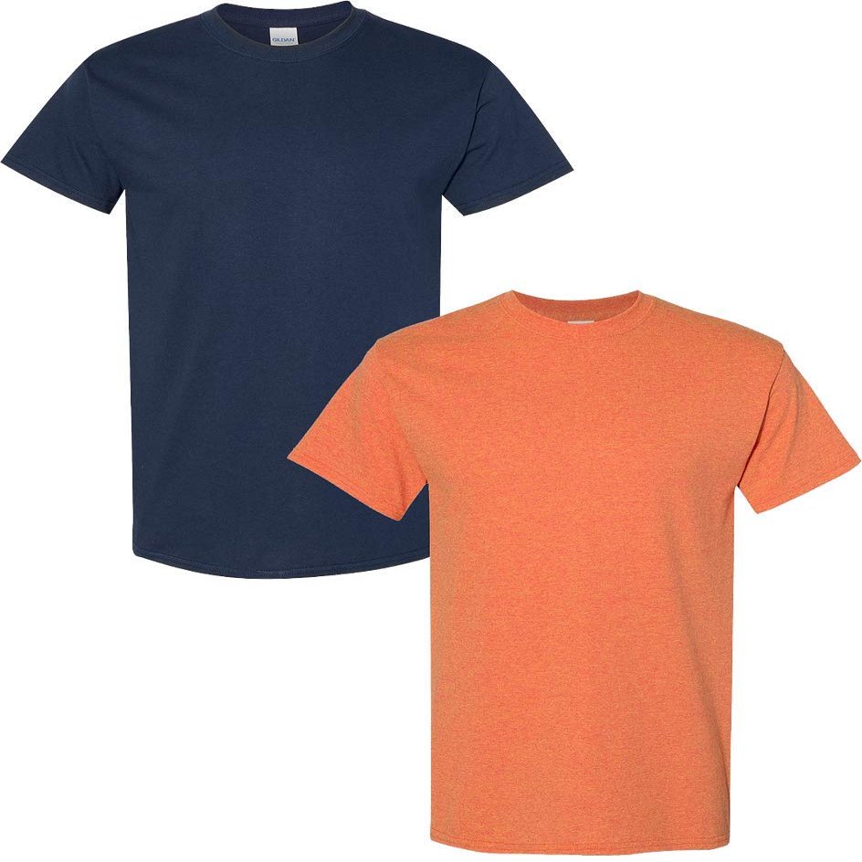 Gildan Men's Heavy Cotton Short Sleeve T Shirt, 2-Pack 2XL-Navy-Sunset