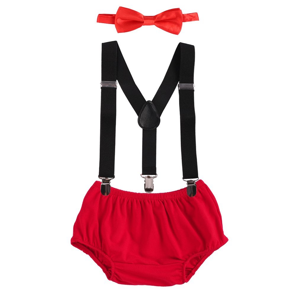 1st Birthday Outfit Boy Baby WILD ONE 1/2 First Second 2nd Birthday Diaper Cover Pants Bloomers Suspender Bowtie Gentleman Party Cake Smash Party Photo Shoot Mouse Red 3-24 Months