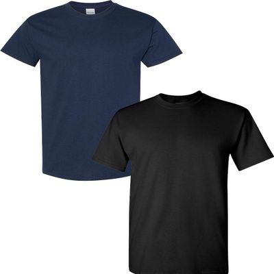 Gildan Men's Heavy Cotton Short Sleeve T Shirt, 2-Pack 2XL-Navy-Black