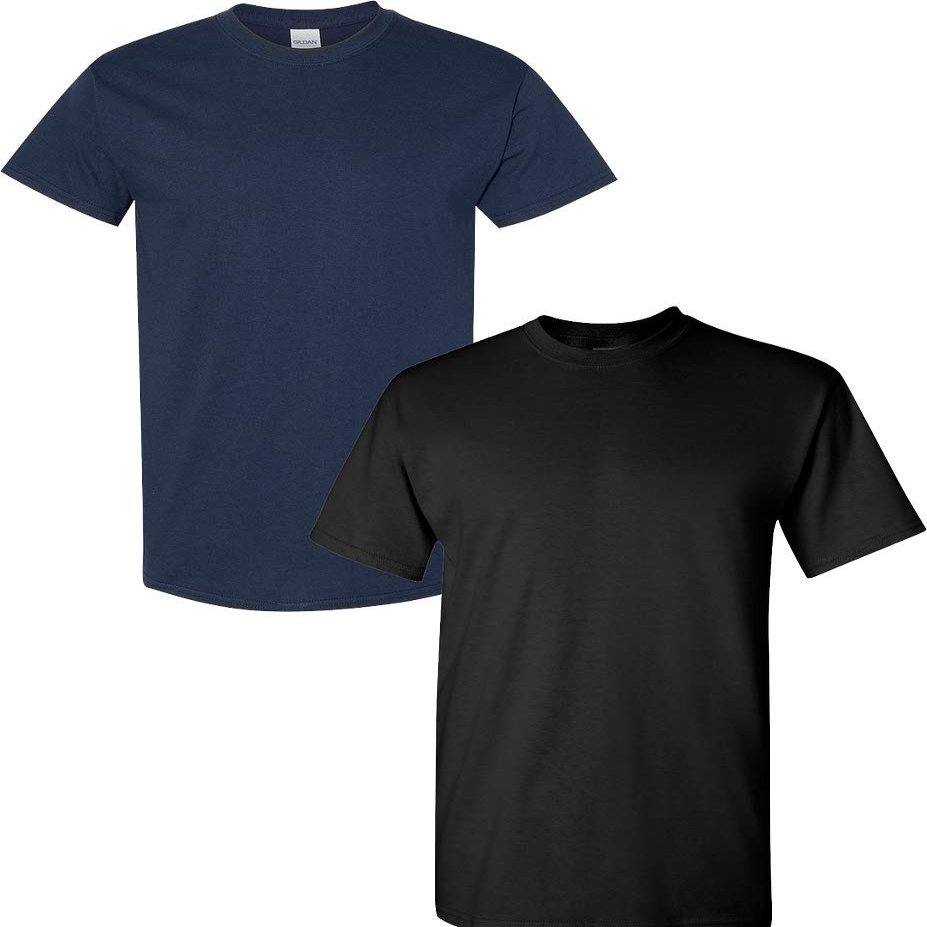 Gildan Men's Heavy Cotton Short Sleeve T Shirt, 2-Pack 2XL-Navy-Black