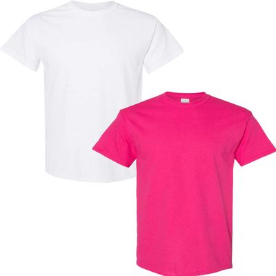 Gildan Men's Heavy Cotton Short Sleeve T Shirt, 2-Pack 2XL-White-Heliconia