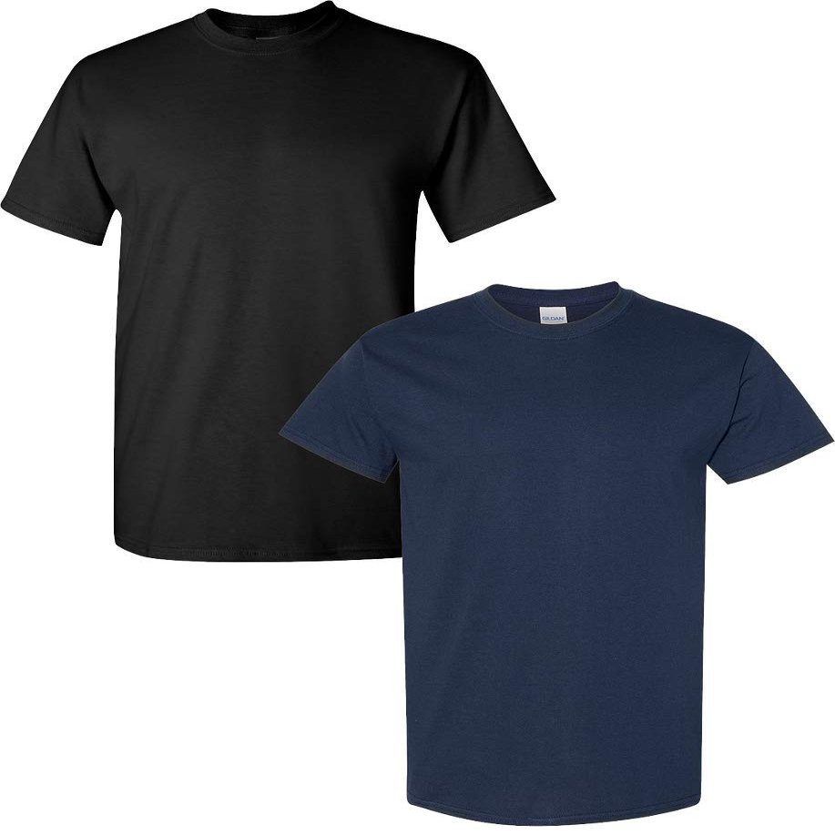 Gildan Men's Heavy Cotton Short Sleeve T Shirt, 2-Pack XL-Black-Navy