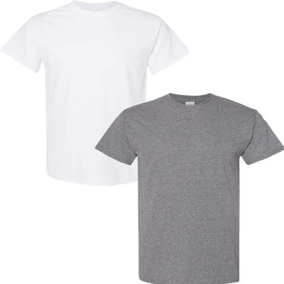 Gildan Men's Heavy Cotton Short Sleeve T Shirt, 2-Pack MED-White-Graphite