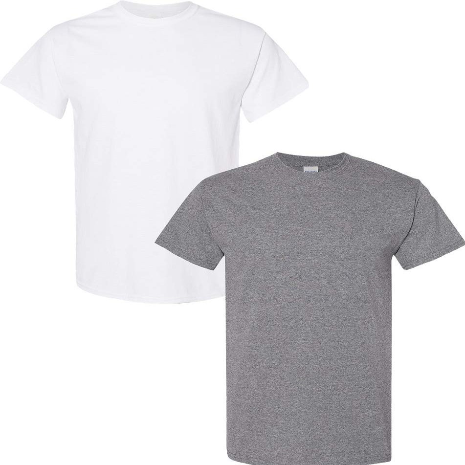 Gildan Men's Heavy Cotton Short Sleeve T Shirt, 2-Pack MED-White-Graphite