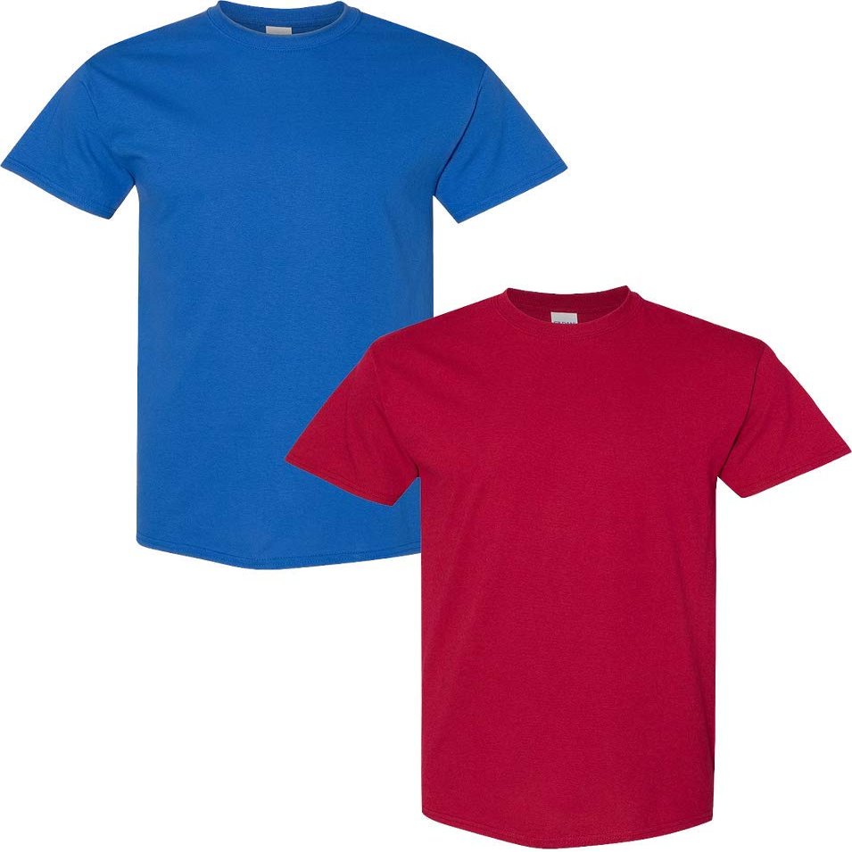 Gildan Men's Heavy Cotton Short Sleeve T Shirt, 2-Pack 2XL-Royal-Cardinal
