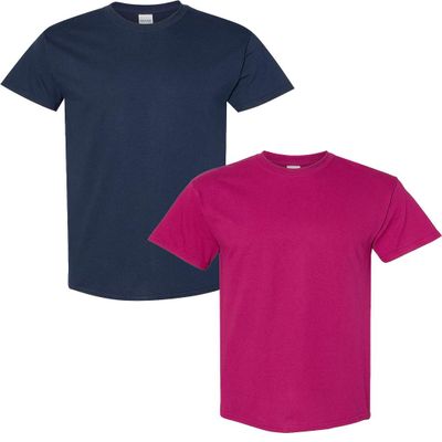 Gildan Men's Heavy Cotton Short Sleeve T Shirt, 2-Pack 2XL-Navy-Berry