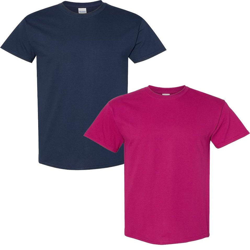 Gildan Men's Heavy Cotton Short Sleeve T Shirt, 2-Pack 2XL-Navy-Berry