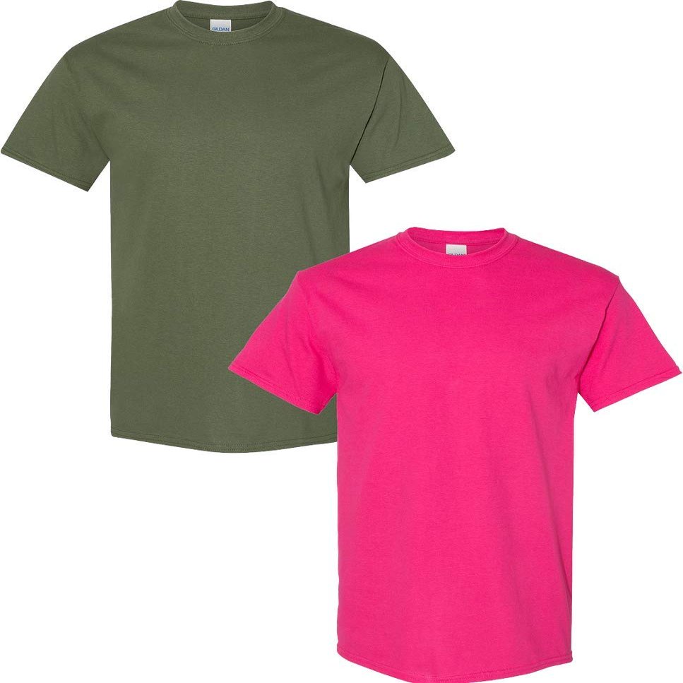 Gildan Men's Heavy Cotton Short Sleeve T Shirt, 2-Pack LRG-Military-Heliconia