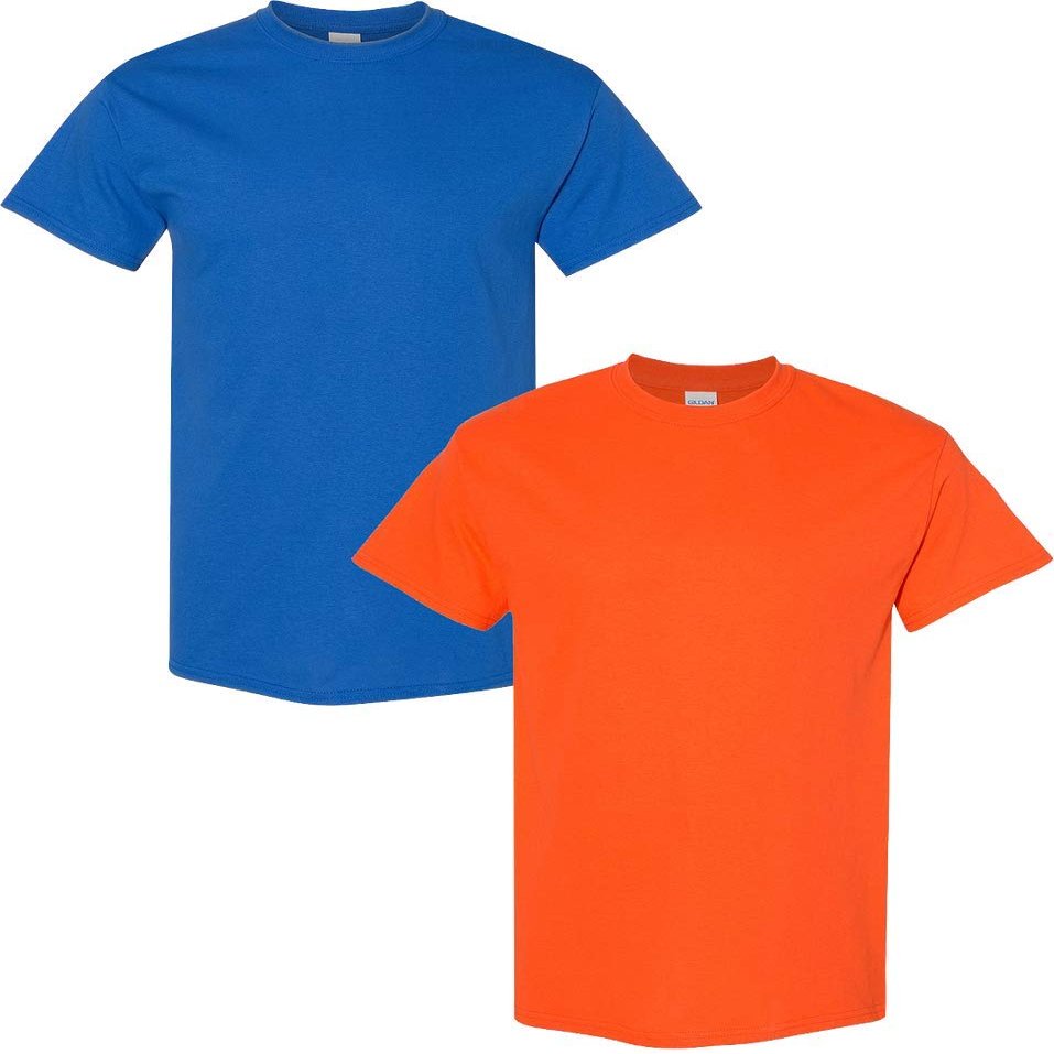 Gildan Men's Heavy Cotton Short Sleeve T Shirt, 2-Pack 2XL-Royal-Orange