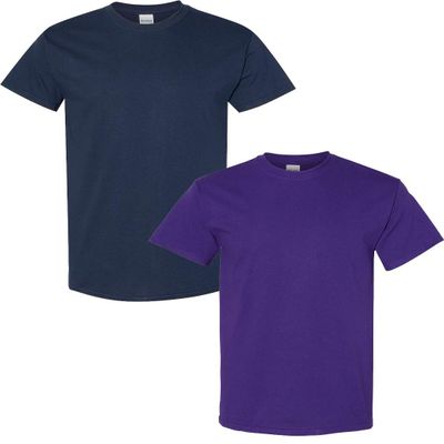 Gildan Men's Heavy Cotton Short Sleeve T Shirt, 2-Pack LRG-Navy-Purple