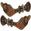 Showman Ladies Hand Painted Floral Stamped Leather Spur Straps view 1
