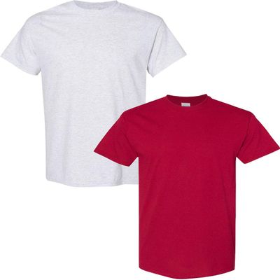 Gildan Men's Heavy Cotton Short Sleeve T Shirt, 2-Pack XL-Ash-Cardinal
