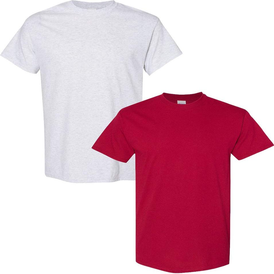 Gildan Men's Heavy Cotton Short Sleeve T Shirt, 2-Pack XL-Ash-Cardinal