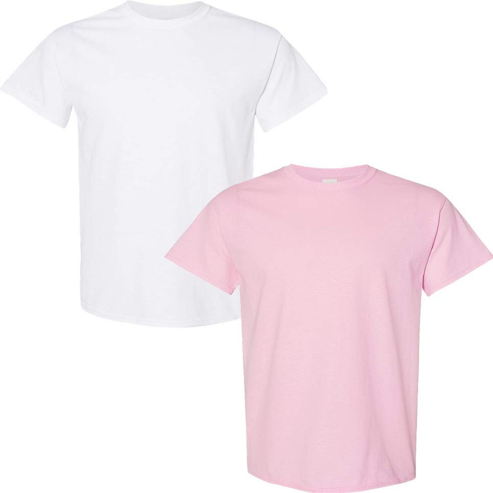 Gildan Men's G500 T-Shirt, 2-Pack MED-White-LightPink
