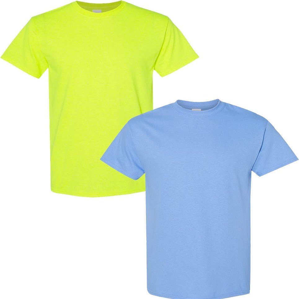 Gildan Men's Heavy Cotton Short Sleeve T Shirt, 2-Pack 2XL-SafetyGreen-Carolina