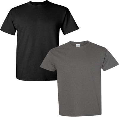 Gildan Men's Heavy Cotton Short Sleeve T Shirt, 2-Pack XL-Black-Charcoal
