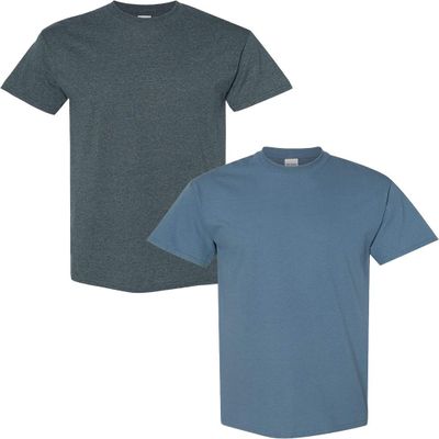 Gildan Men's Heavy Cotton Short Sleeve T Shirt, 2-Pack LRG-DarkHeather-Indigo