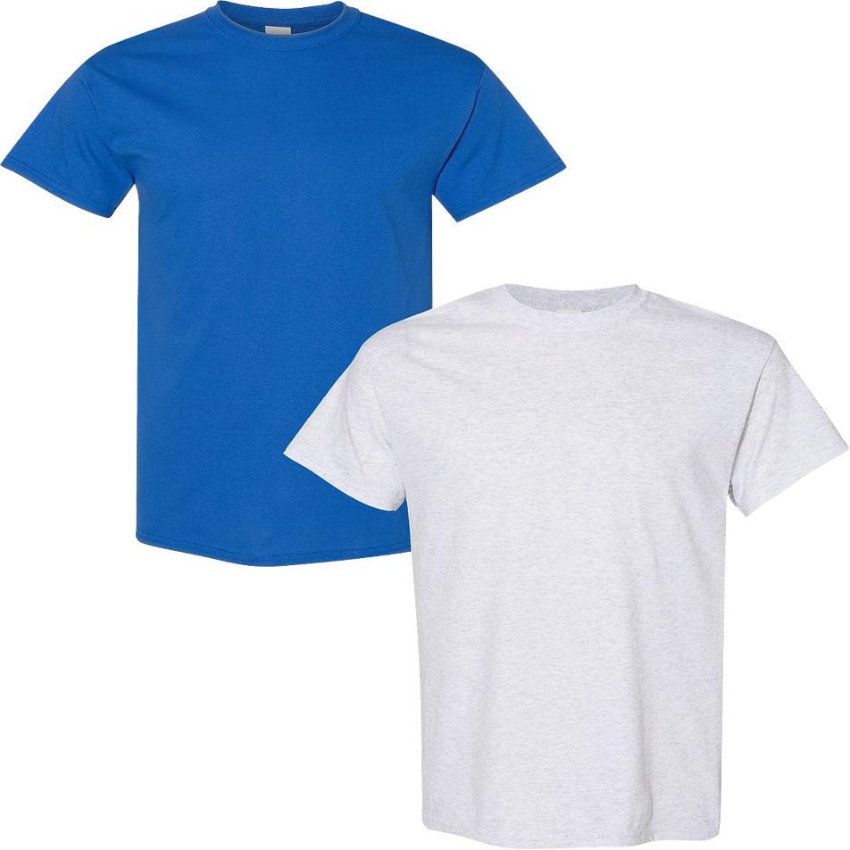Gildan Men's Heavy Cotton Short Sleeve T Shirt, 2-Pack 2XL-Royal-Ash