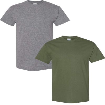 Gildan Men's Heavy Cotton Short Sleeve T Shirt, 2-Pack MED-Graphite-Military