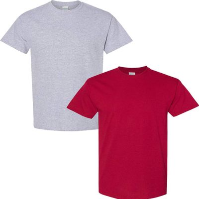 Gildan Men's Heavy Cotton Short Sleeve T Shirt, 2-Pack MED-Sportgrey-Cardinal