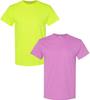 Gildan Men's Heavy Taped Neck Comfort Jersey T-Shirt, 2-Pack LRG-SafetyGreen-HeatherOrchid view 1