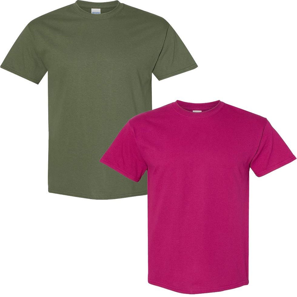 Gildan Men's Heavy Cotton Short Sleeve T Shirt, 2-Pack MED-Military-Berry