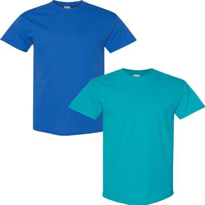 Gildan Men's Heavy Cotton Short Sleeve T Shirt, 2-Pack LRG-Royal-Tropical