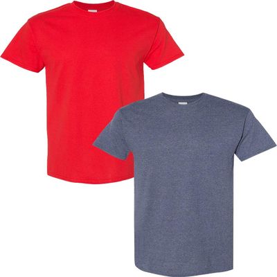 Gildan Men's Heavy Cotton Short Sleeve T Shirt, 2-Pack 2XL-Red-HeatherNavy
