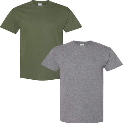 Gildan Men's Heavy Cotton Short Sleeve T Shirt, 2-Pack XL-Military-Graphite