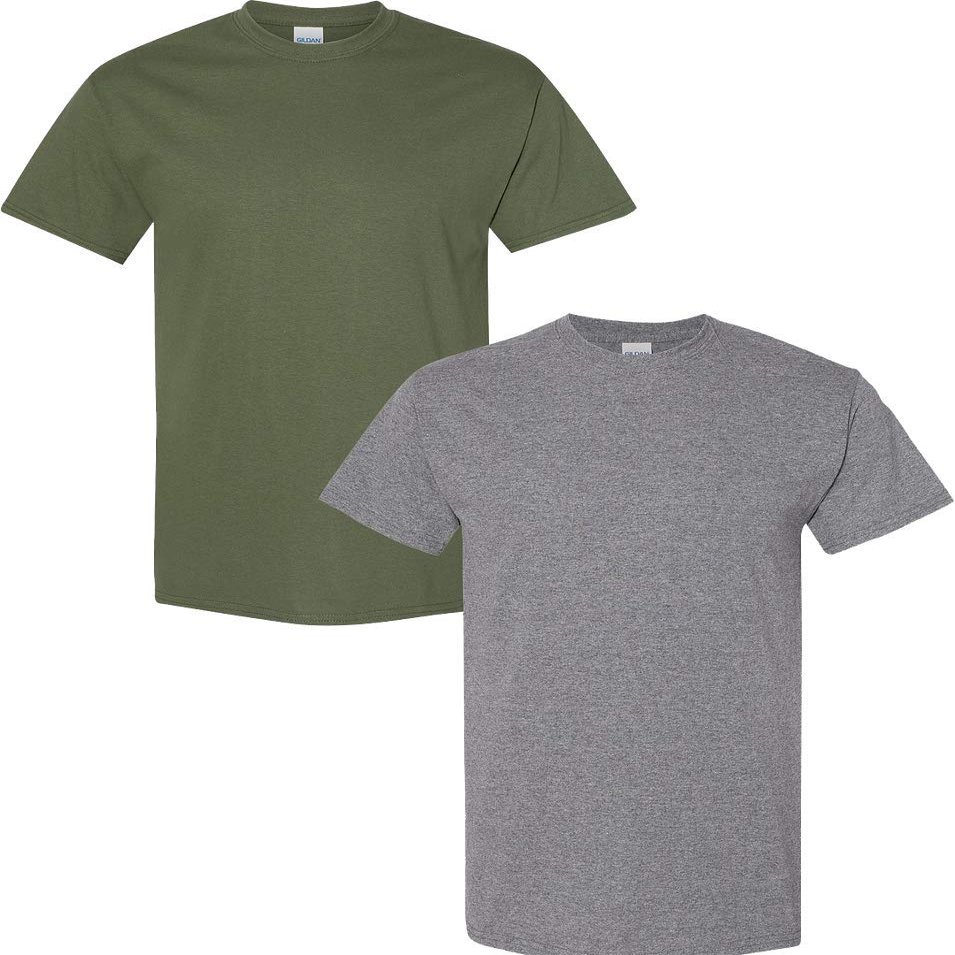 Gildan Men's Heavy Cotton Short Sleeve T Shirt, 2-Pack XL-Military-Graphite