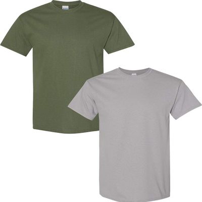 Gildan Men's Heavy Cotton Short Sleeve T Shirt, 2-Pack MED-Military-Gravel